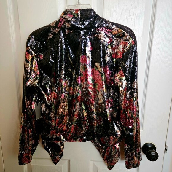 🌸 Lovers + Friends “At First Sight” Floral Sequin Jacket | NWT - Picture 5 of 7